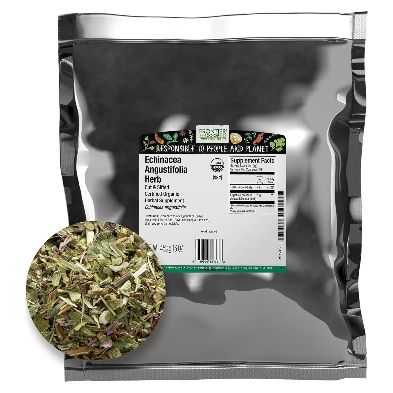 Hierba de Echinacea Angustifolia Orgánica Frontier Co-op 454g