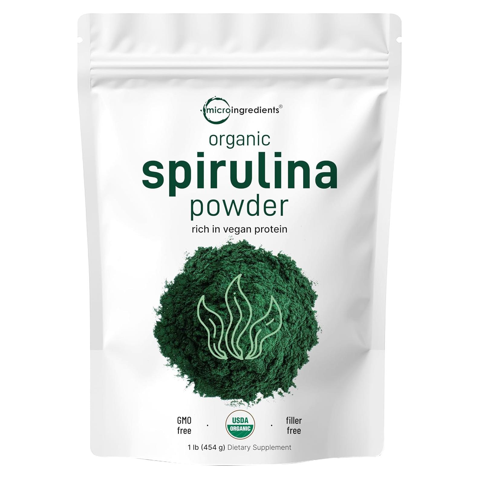 Polvo de Espirulina Orgánica Micro Ingredients 454g Sin OGM