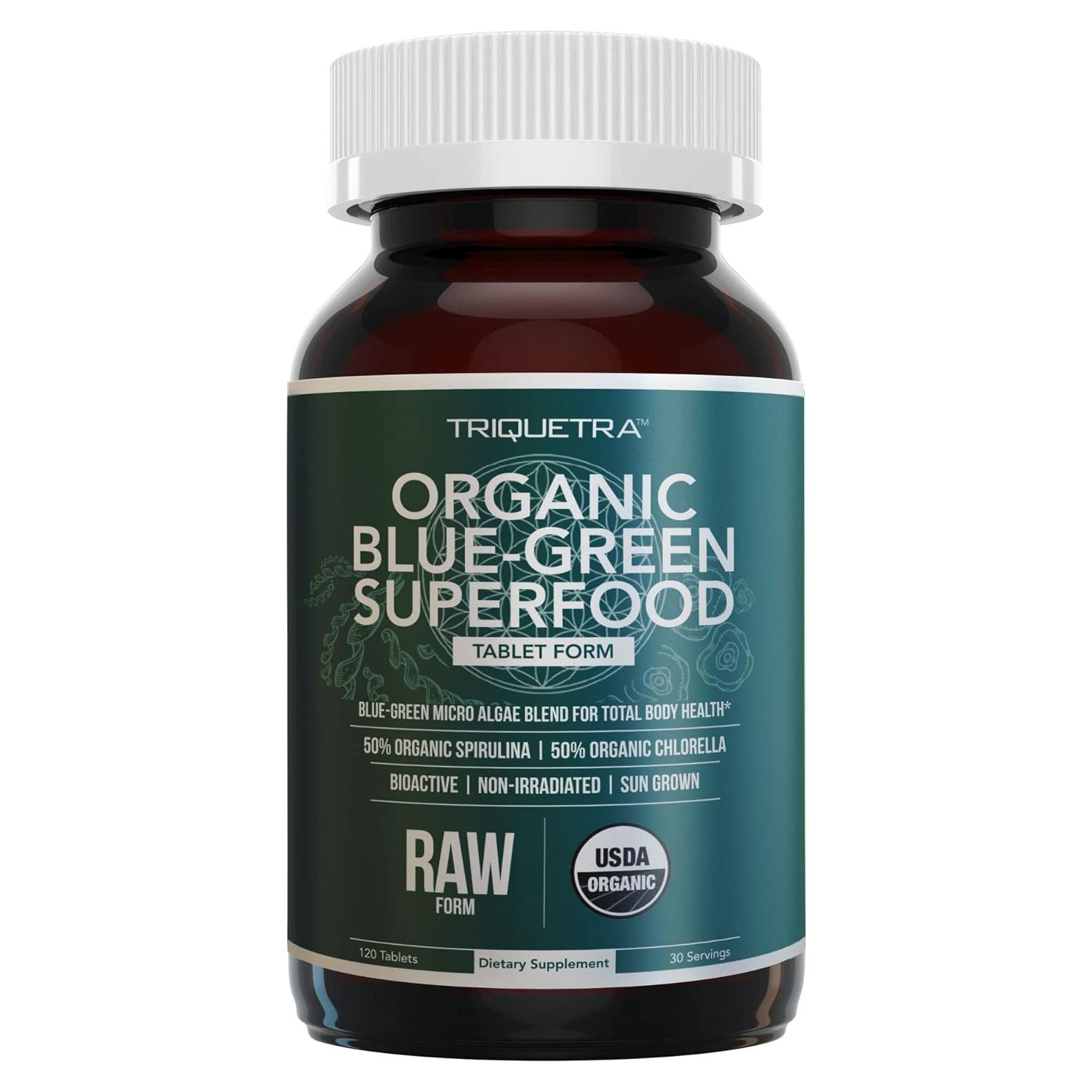 Tabletas de Espirulina y Clorella Orgánicas Triquetra Health - 120 Unidades