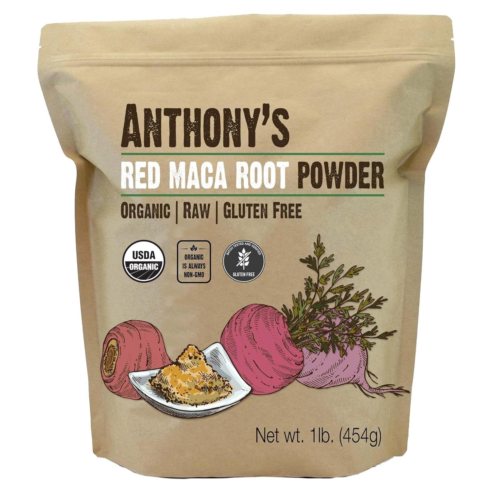 Polvo de Maca Roja Orgánica Anthony's 450g Sin Gluten No OGM