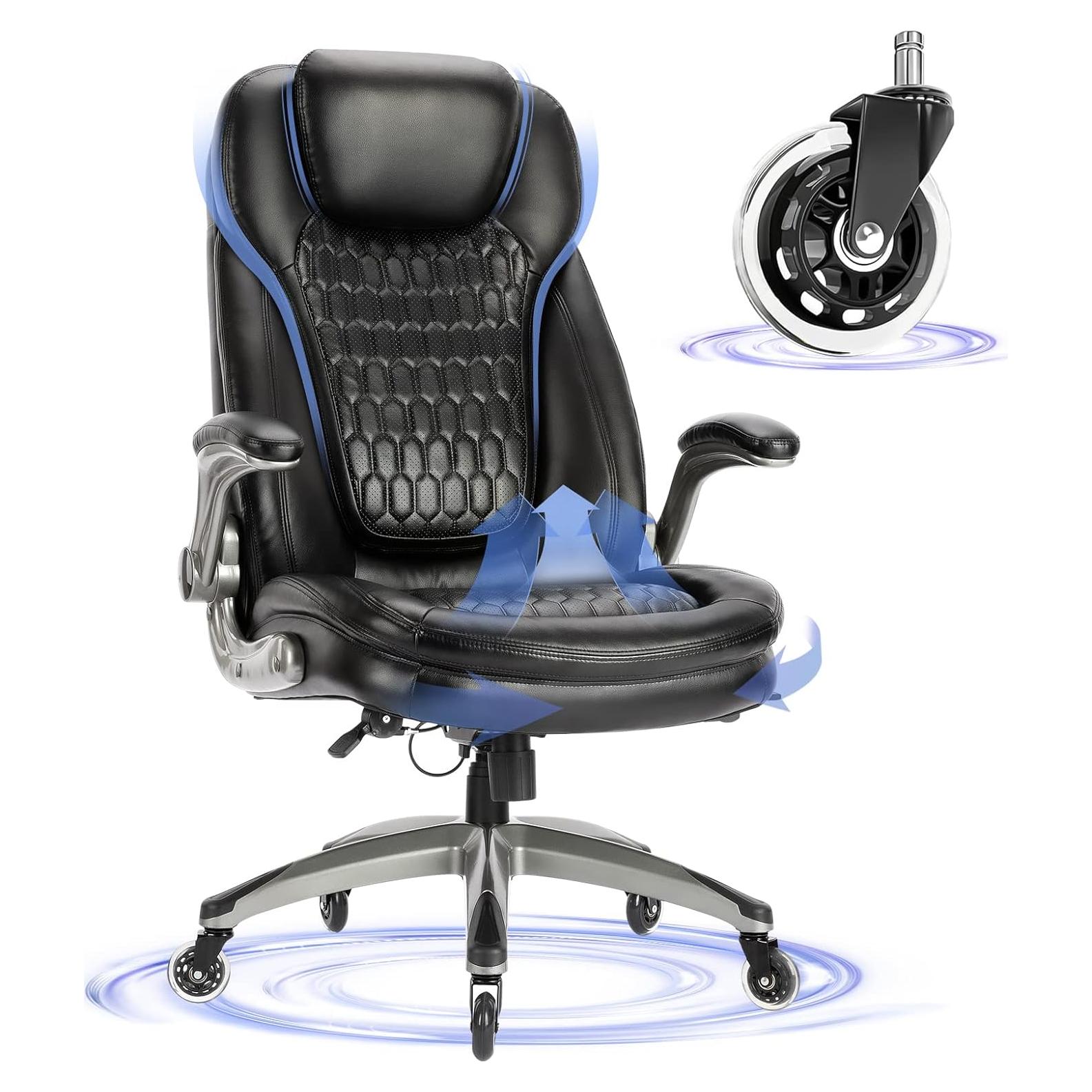 Silla de Oficina Ergonómica COLAMY 6686 Negra con Ruedas Mejoradas