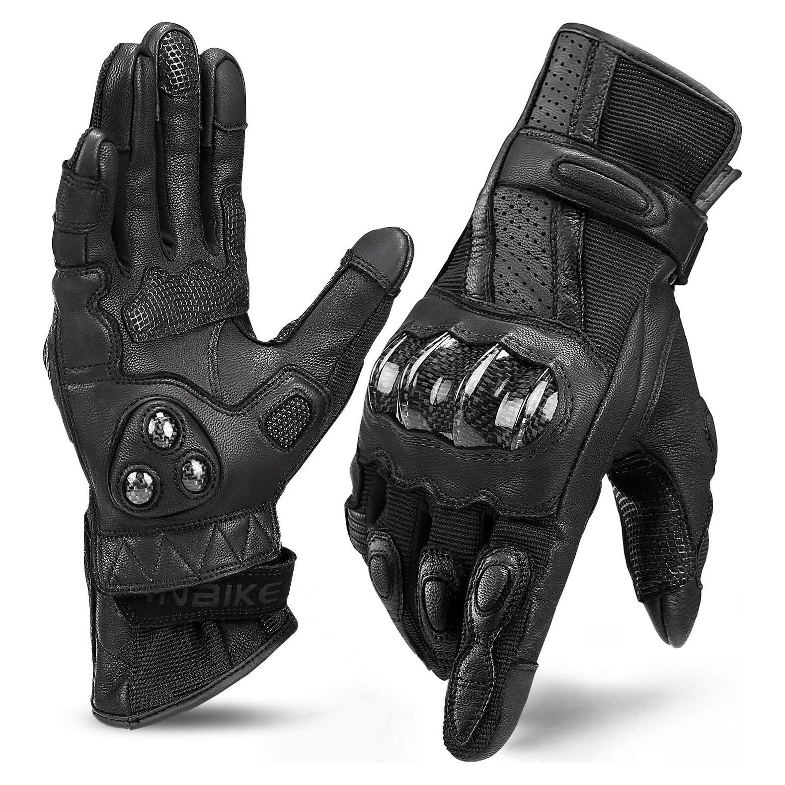 Guantes de motocicleta INBIKE de cuero con nudillos duros