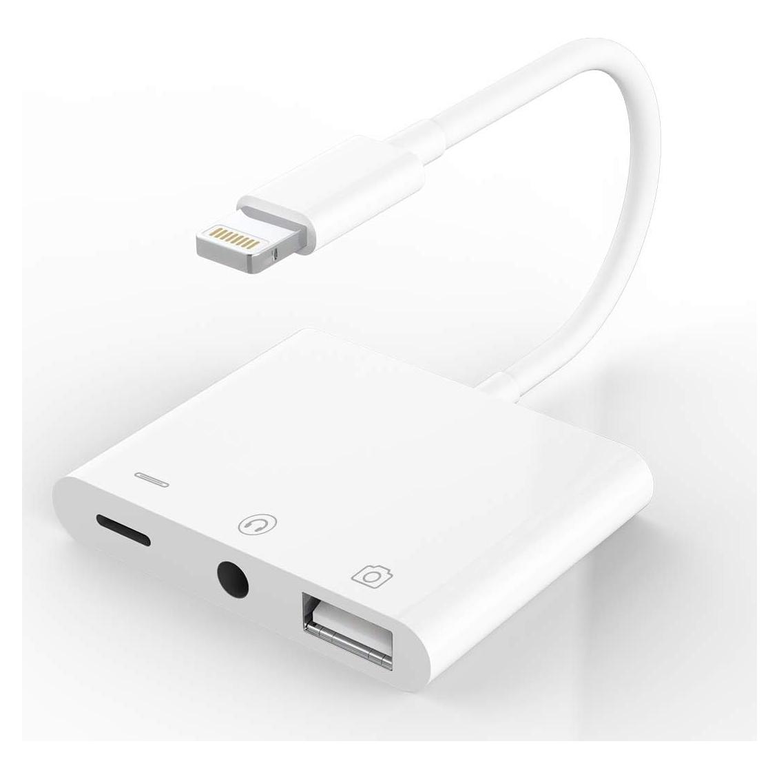 Adaptador de Auriculares Apple Lightning a 3.5mm y USB OTG