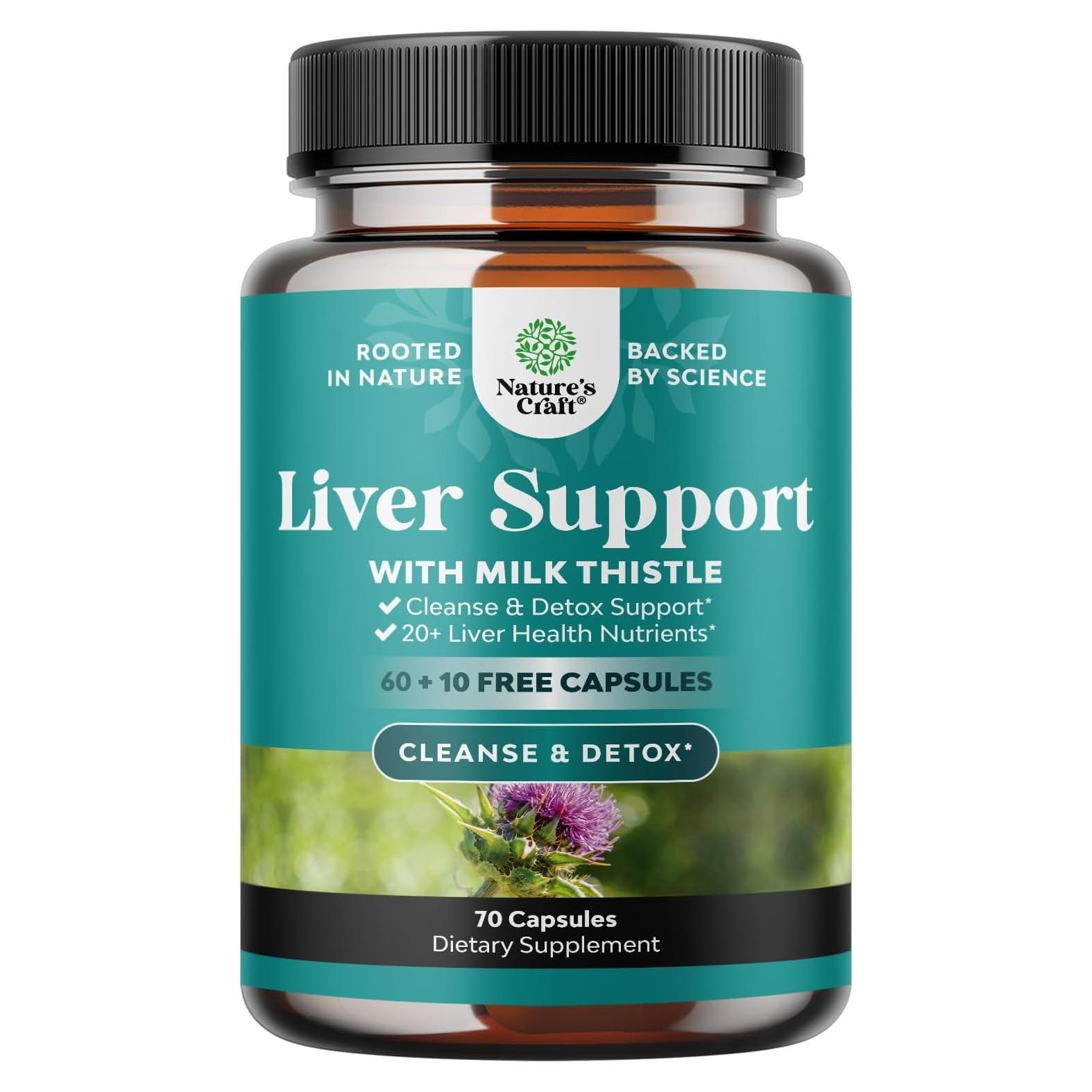 Suplemento Hepático Natures Craft 70 Cápsulas Cardo Mariano