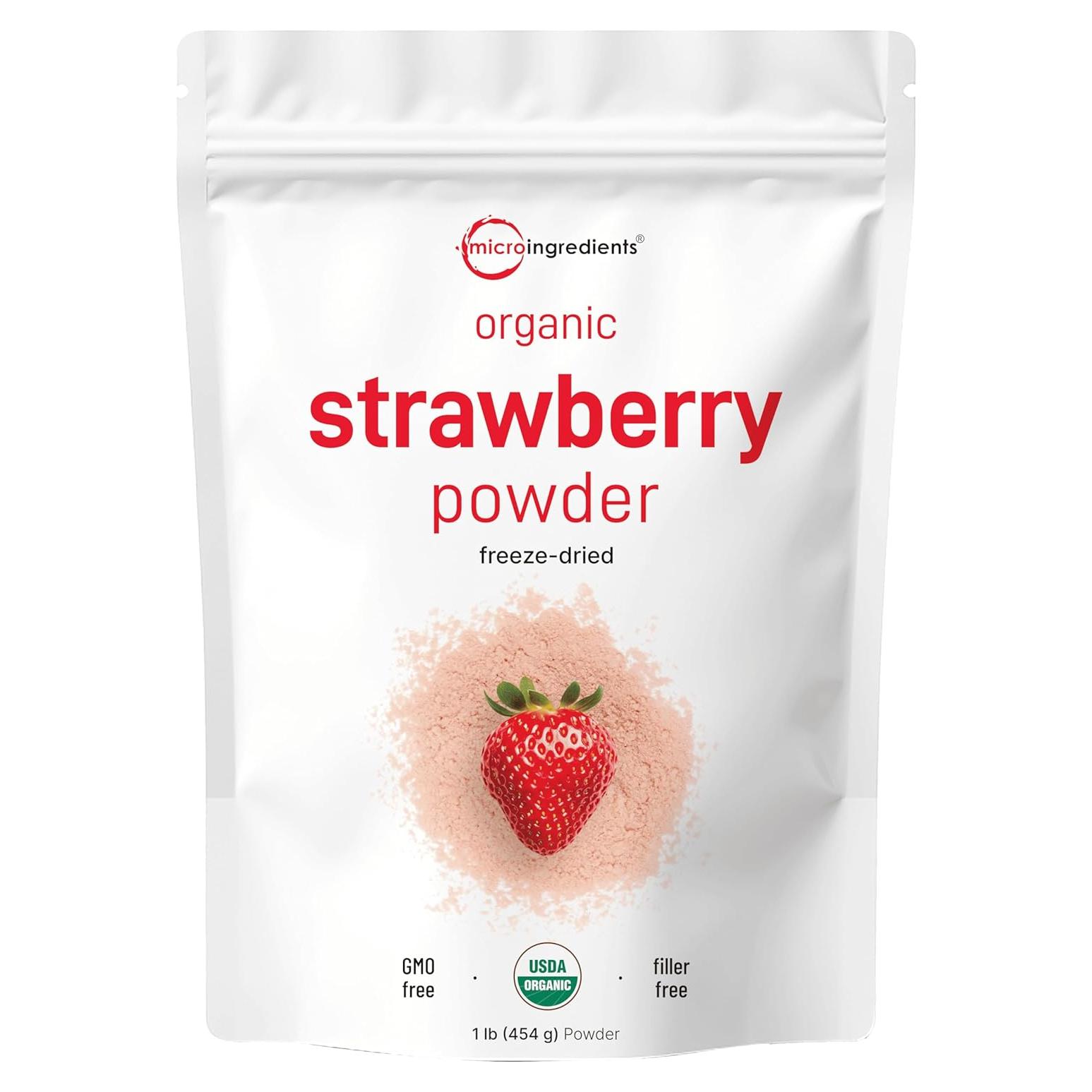 Polvo de Fresa Orgánica Micro Ingredients 0.45 kg Sin Azúcar