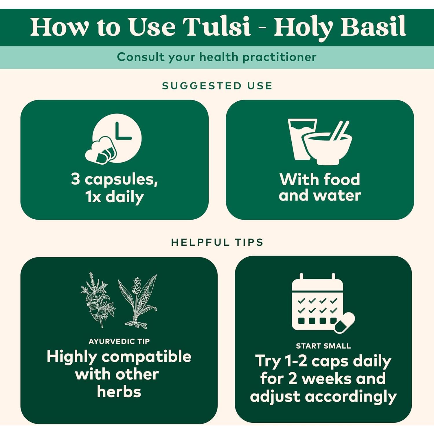 Cápsulas de Albahaca Sagrada Tulsi Organic India - 180 Unidades