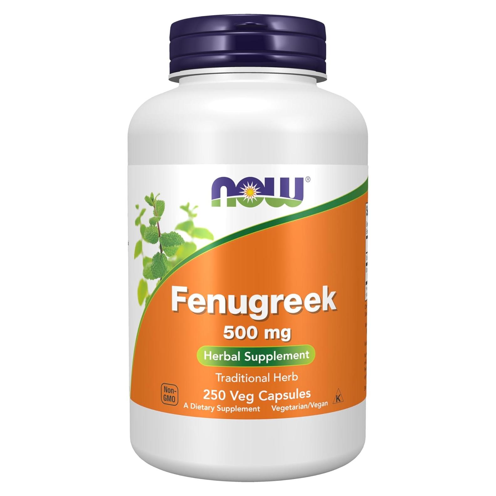 NOW Fenogreco 500 mg 250 Cápsulas Veganas Suplemento Herbal
