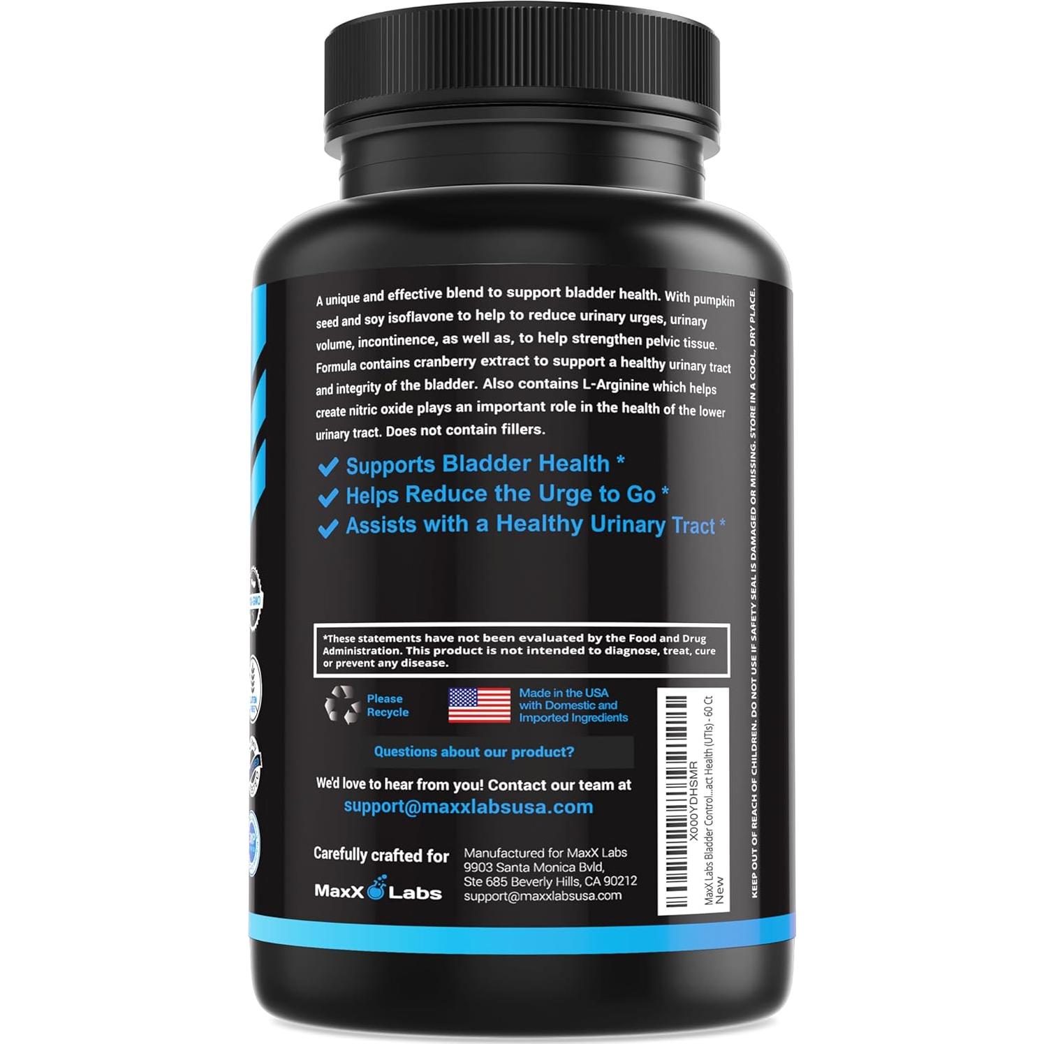 Suplemento Control de Vejiga MaxX Labs - 60 Cápsulas