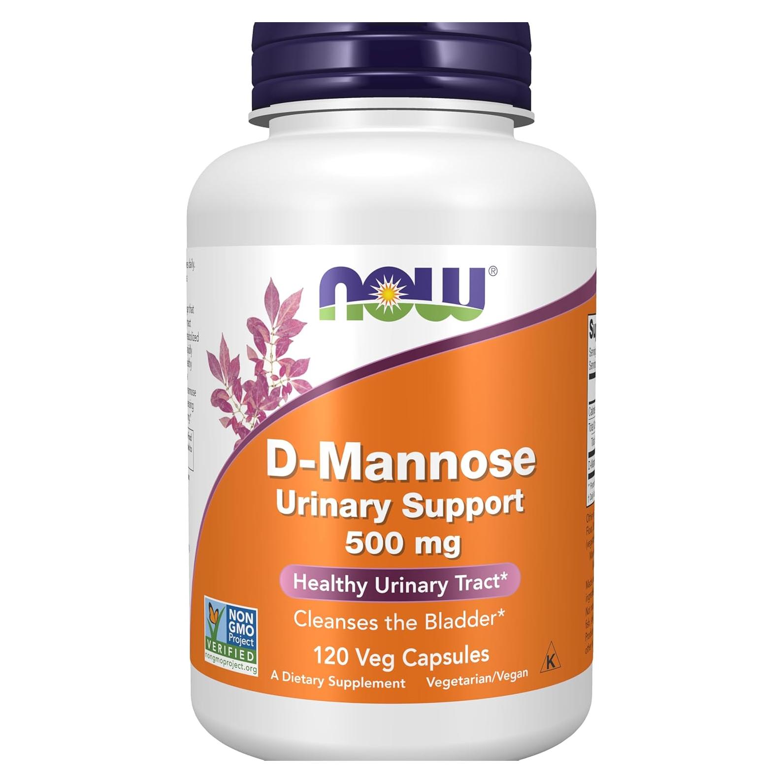 D-Mannose 500 mg NOW Foods - 120 Cápsulas Veganas para Tracto Urinario