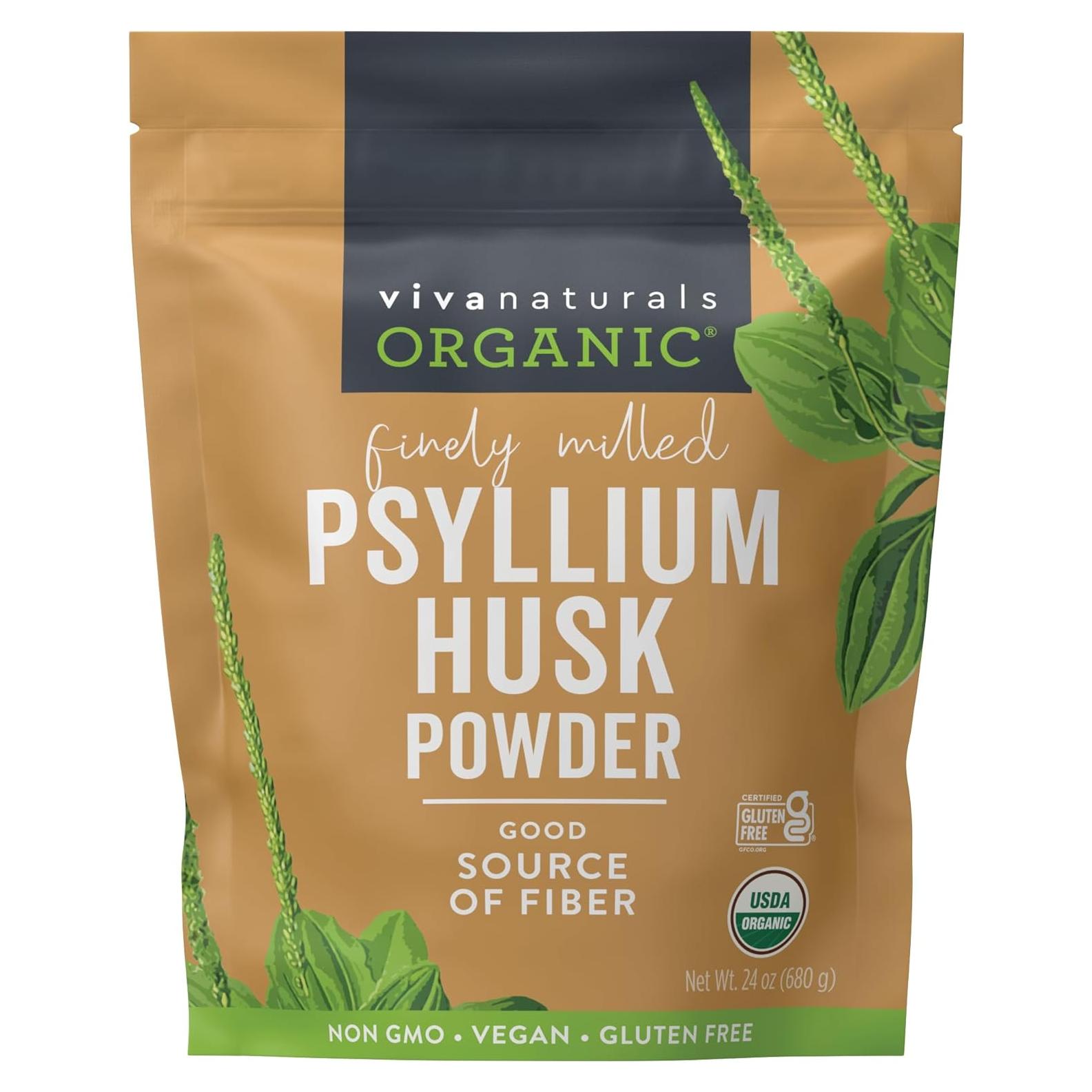 Polvo de Cáscara de Psyllium Orgánico Viva Naturals 680g