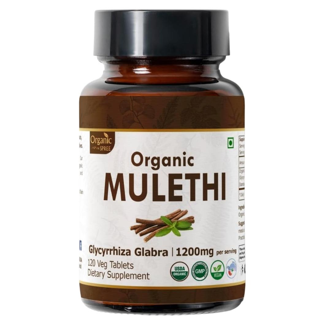 Tabletas de Mulethi Orgánico 120 Tab | Organic Spree | Salud Digestiva