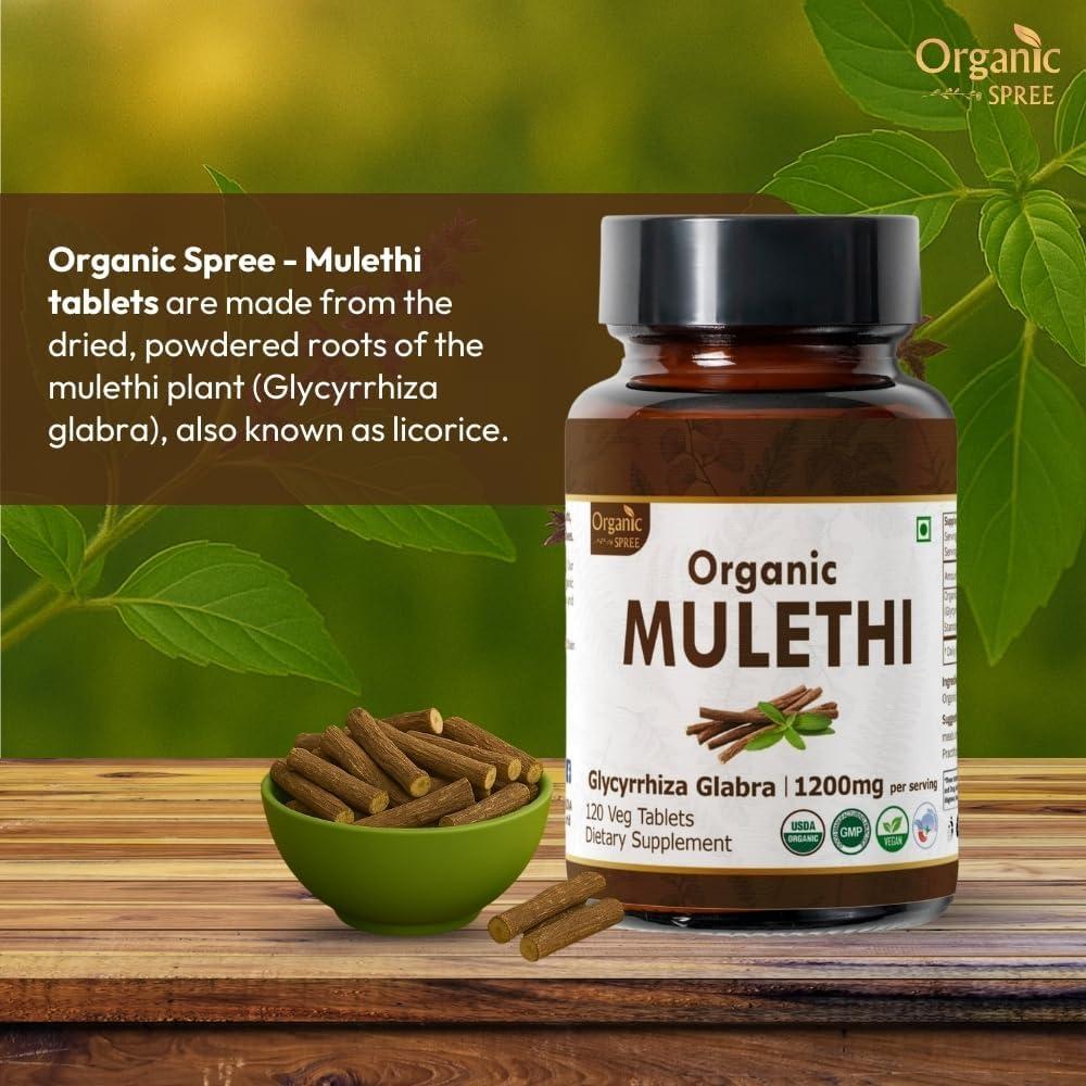 Tabletas de Mulethi Orgánico 120 Tab | Organic Spree | Salud Digestiva