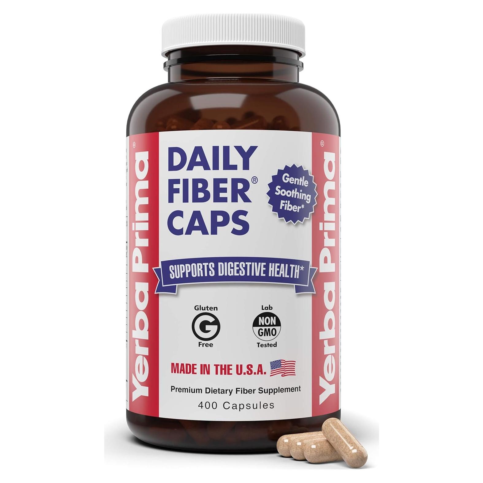 Cápsulas de Fibra Yerba Prima 400 Unidades - 5 Tipos de Fibra