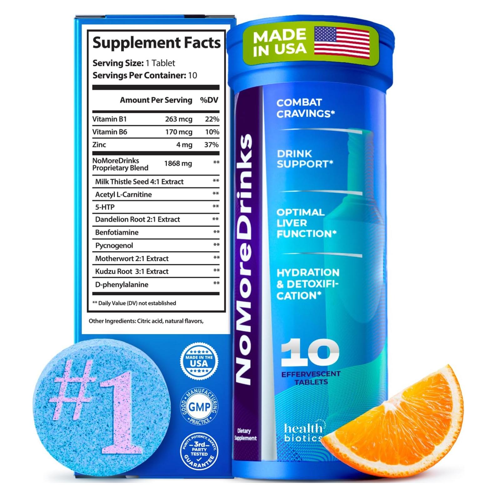 Suplemento Anti Deseo de Alcohol NoMoreDrinks - 10 Pastillas