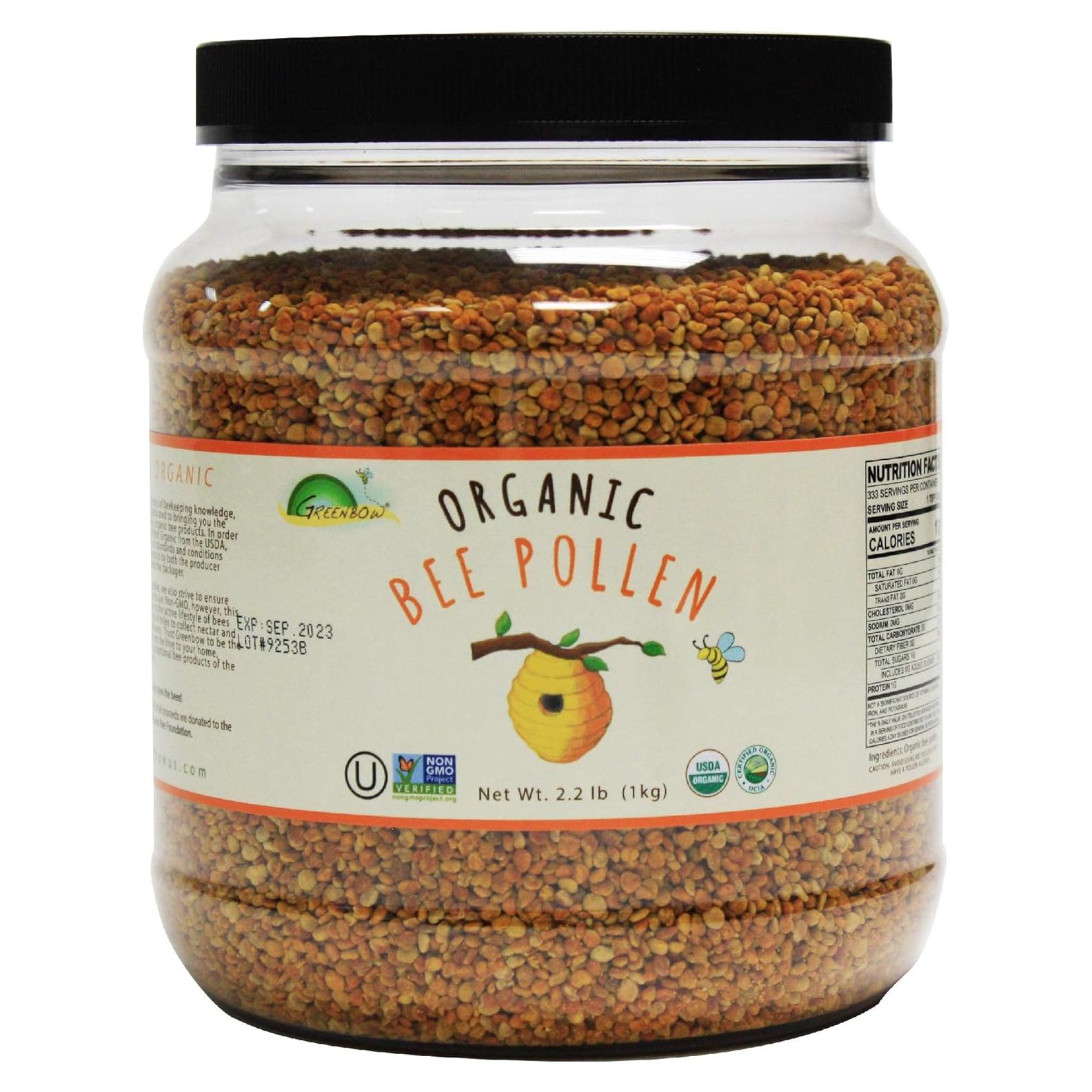 Polen de Abeja Orgánico Greenbow 1000g - Certificado USDA, Halal, Kosher