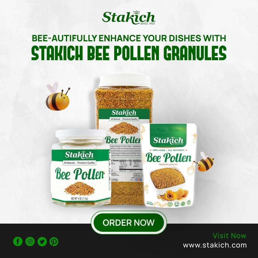 Polen de Abeja Stakich 100% Puro 0.91 kg Natural