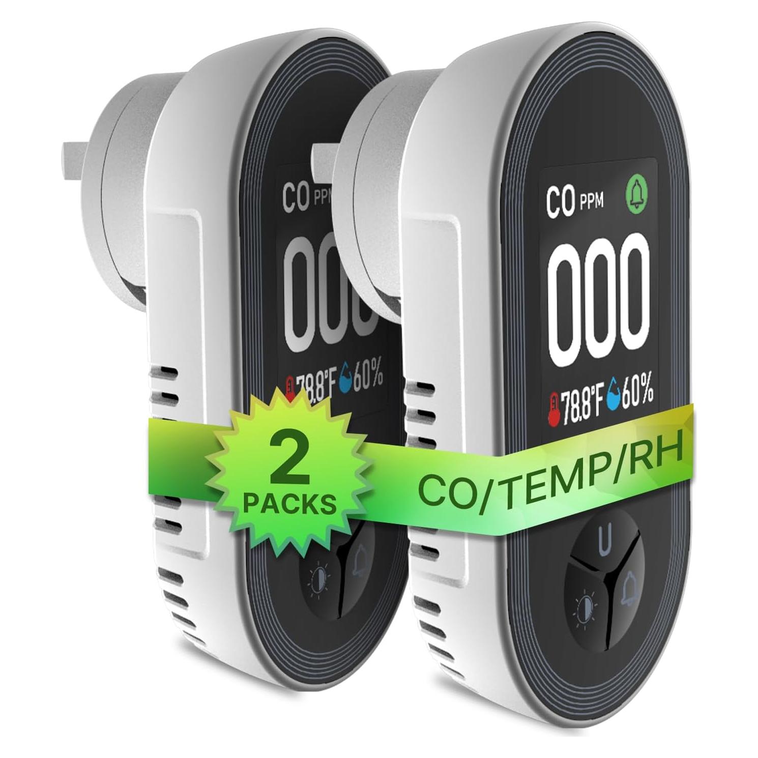 Detector de Monóxido de Carbono MOES 3 en 1 Enchufable 2Pack