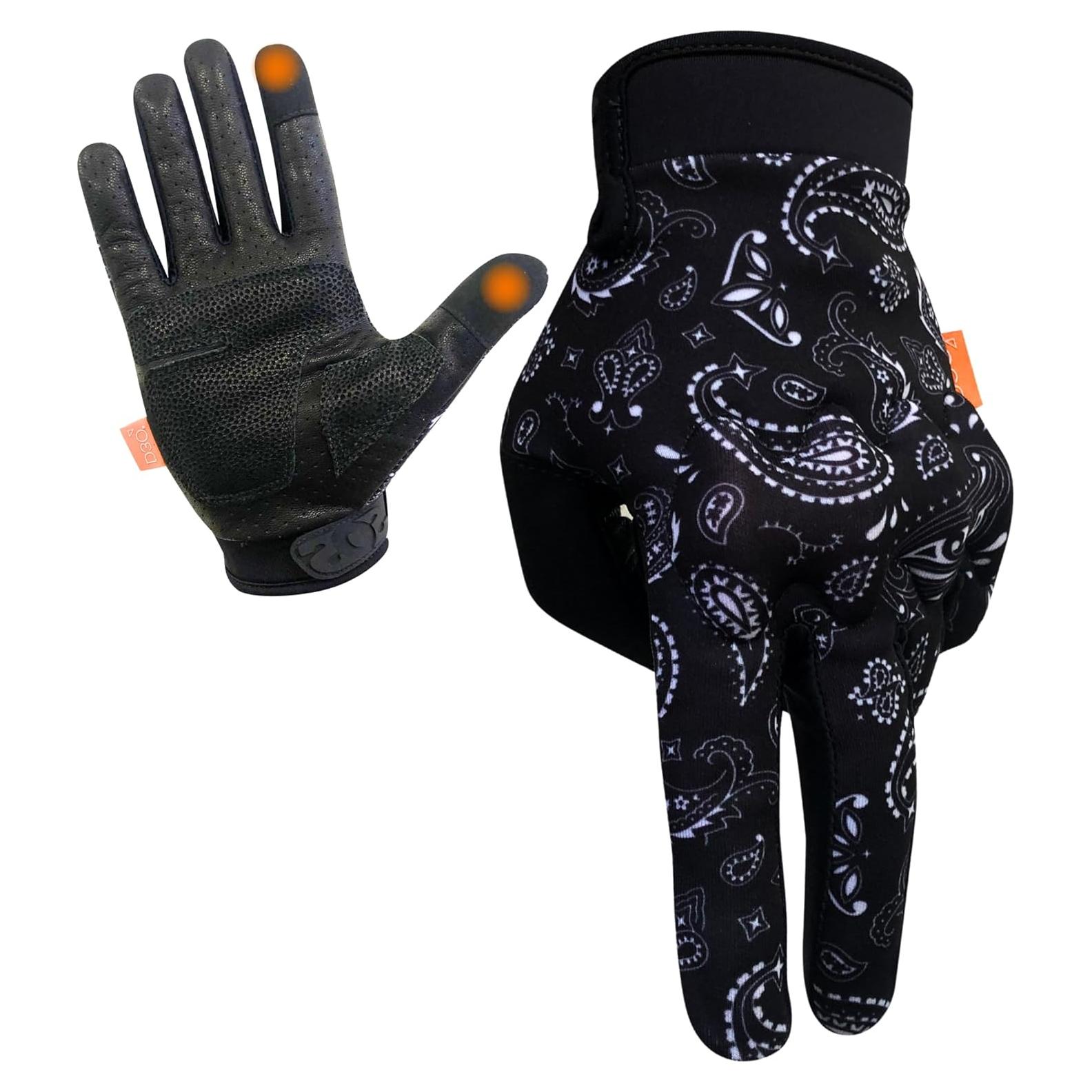 Guantes de Motocicleta Saints of Speed - Cuero, Táctiles, Negro