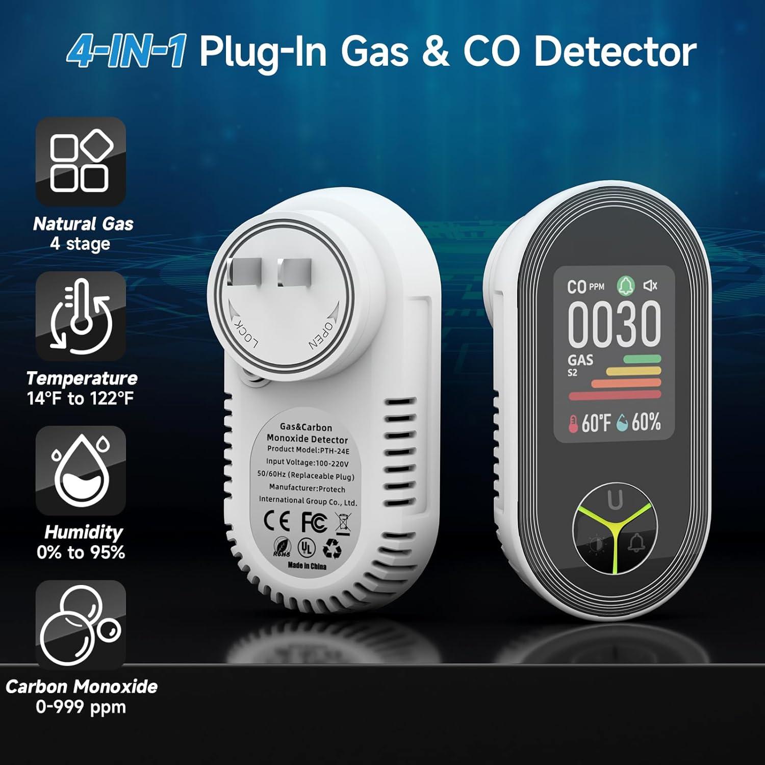 Detector de Monóxido de Carbono Seektain PTH-24E 4 en 1