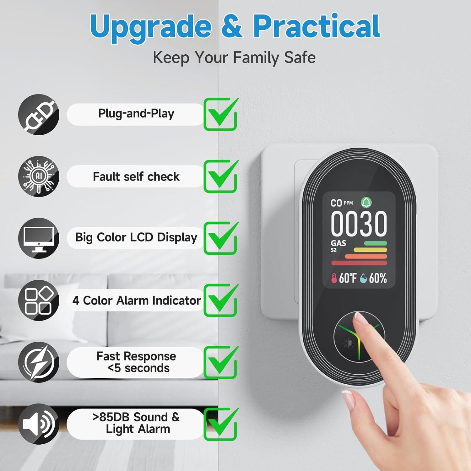 Detector de Monóxido de Carbono Seektain PTH-24E 4 en 1