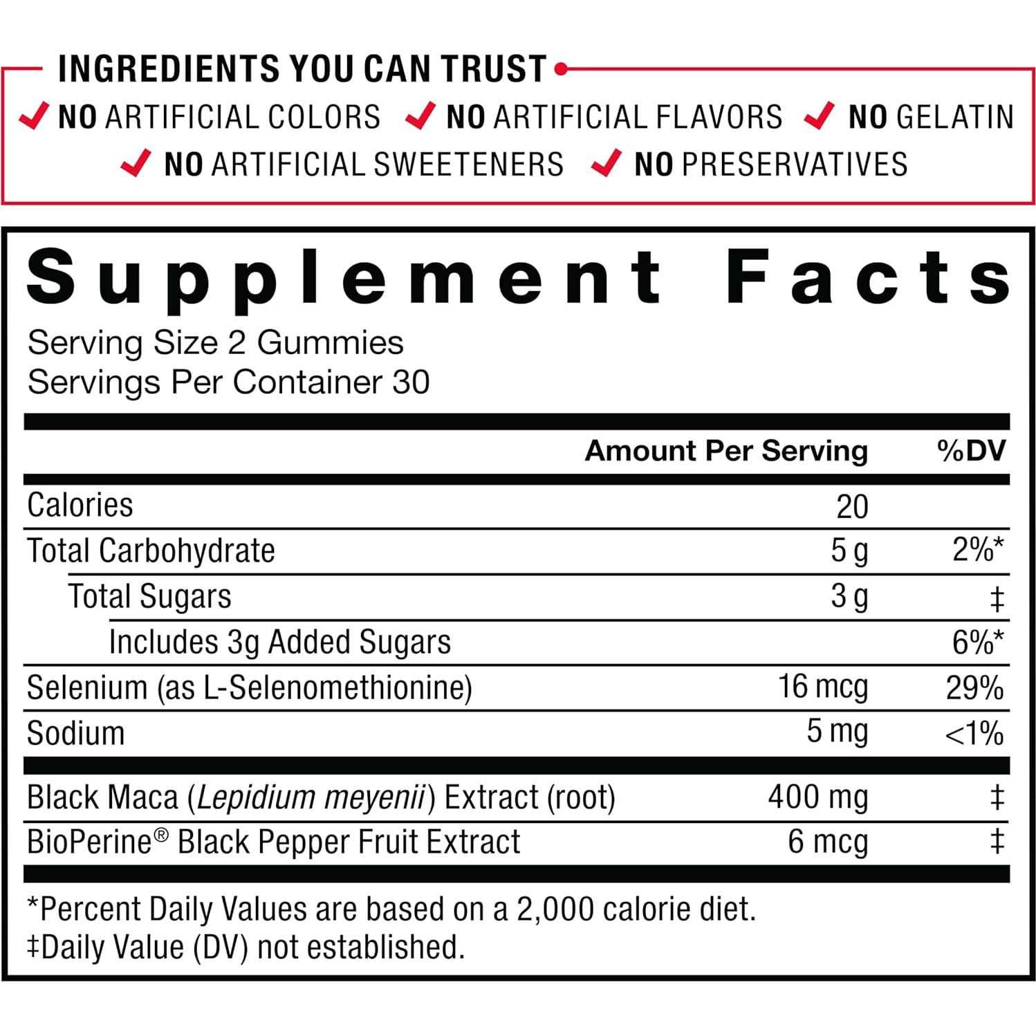 Gomitas de Maca Negra Force Factor 120 unidades - Vitalidad Masculina