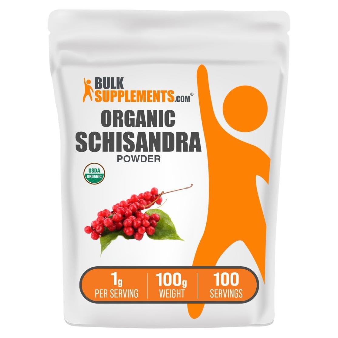 Polvo de Schisandra Orgánico BulkSupplements 100g - Suplemento Sin Gluten