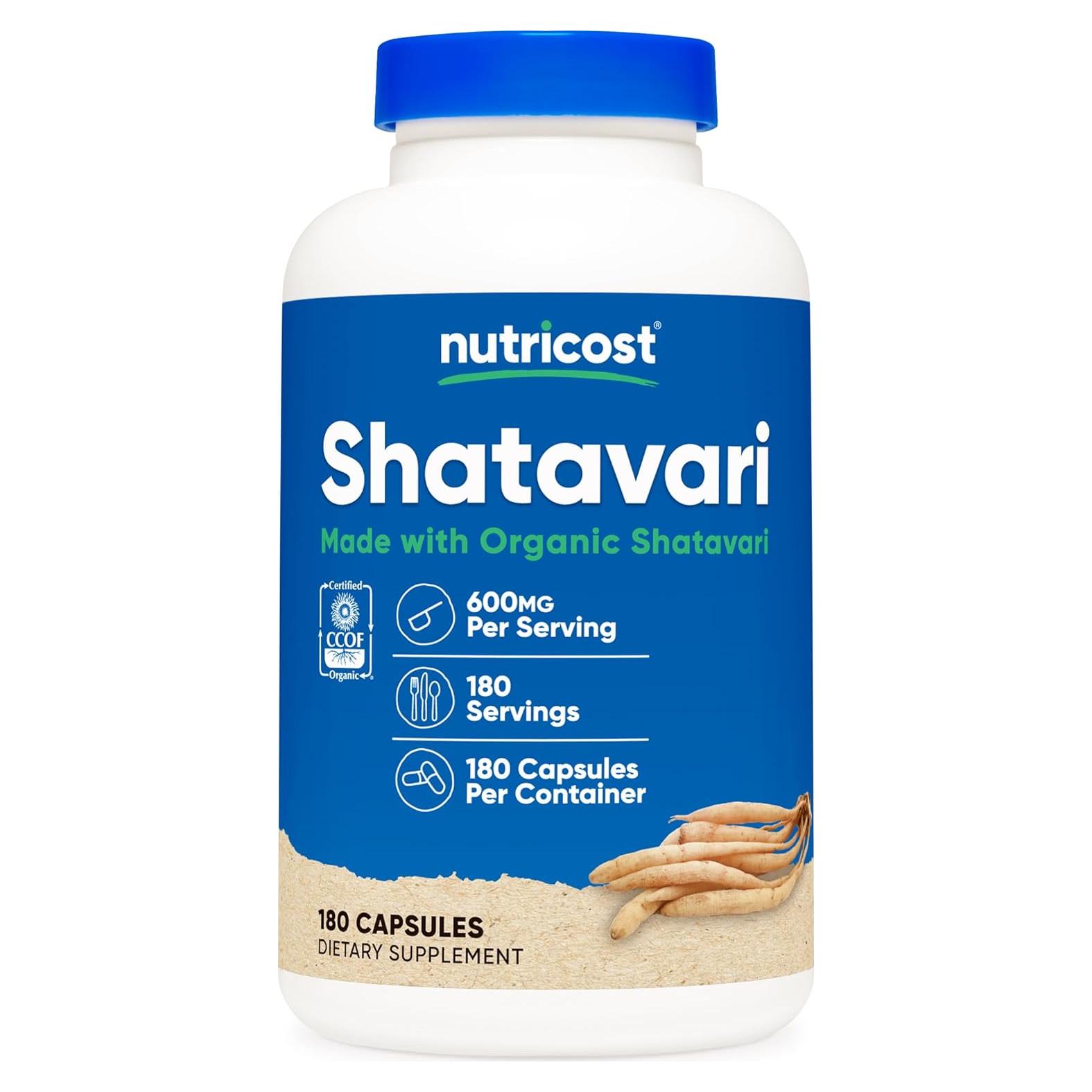 Cápsulas de Shatavari Orgánico Nutricost 600mg - 180 Unidades
