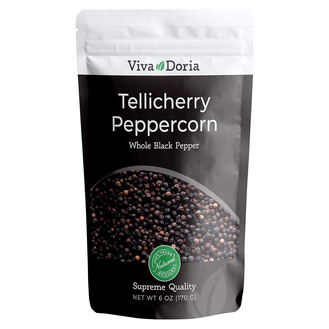 Pimienta Negra Tellicherry Viva Doria 170 g - Entera y Esterilizada