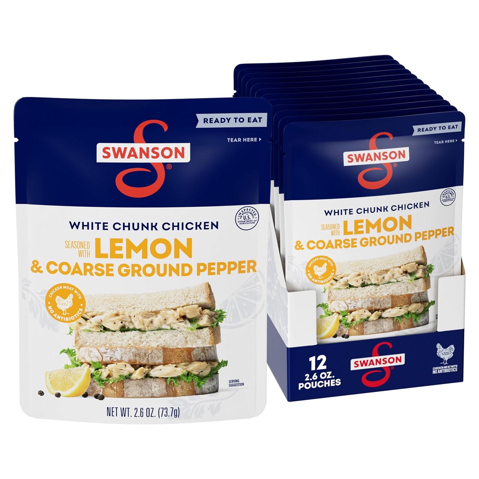 Pollo Cocido en Trozos Blancos Swanson 74g x 12 - Limón y Pimienta