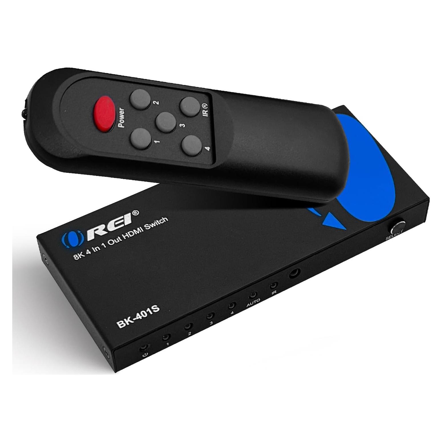 Interruptor HDMI 4x1 OREI BK-401S 8K 120Hz con Control Remoto