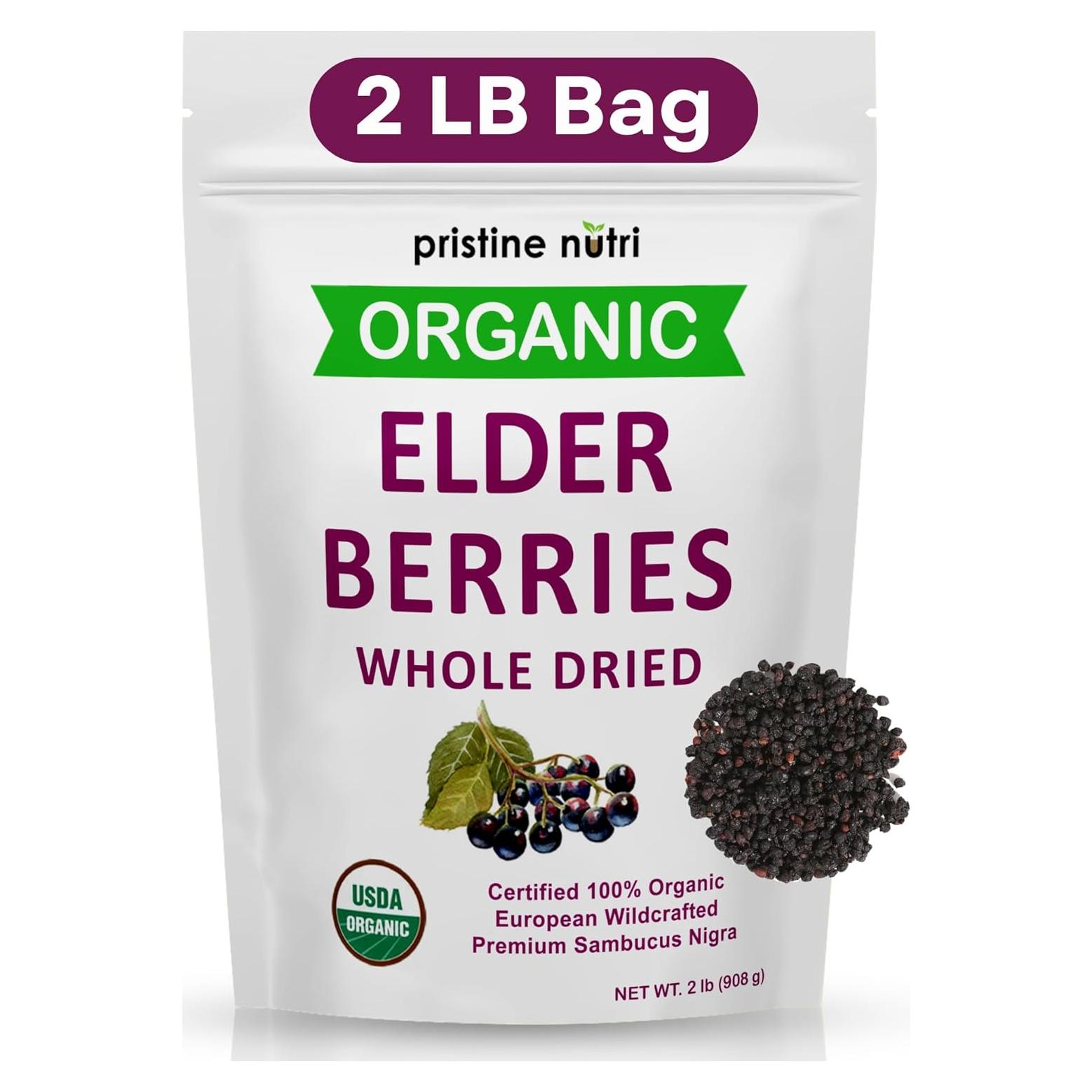 Baya de Saúco Orgánica Secas Pristine Nutri 907 g - Antioxidantes