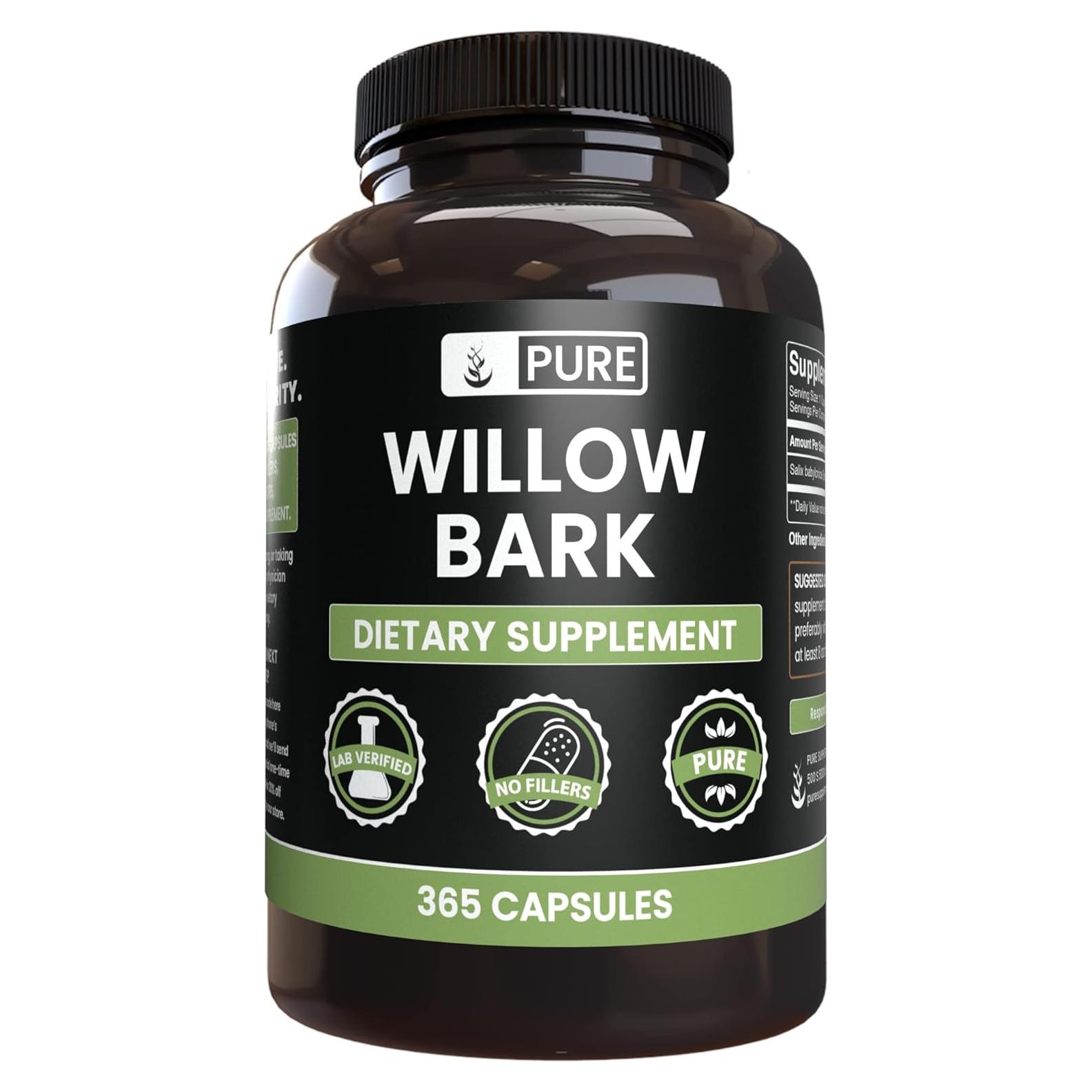 Cápsulas de Extracto de Corteza de Sauce Pure Original 365 Unidades