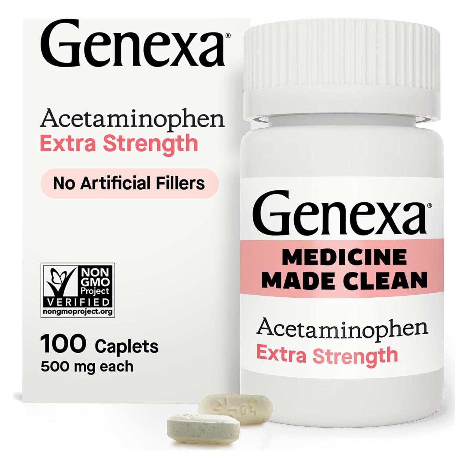 Genexa Acetaminofén Extra Fuerte 500mg, 100 Tabletas Alivio Dolor