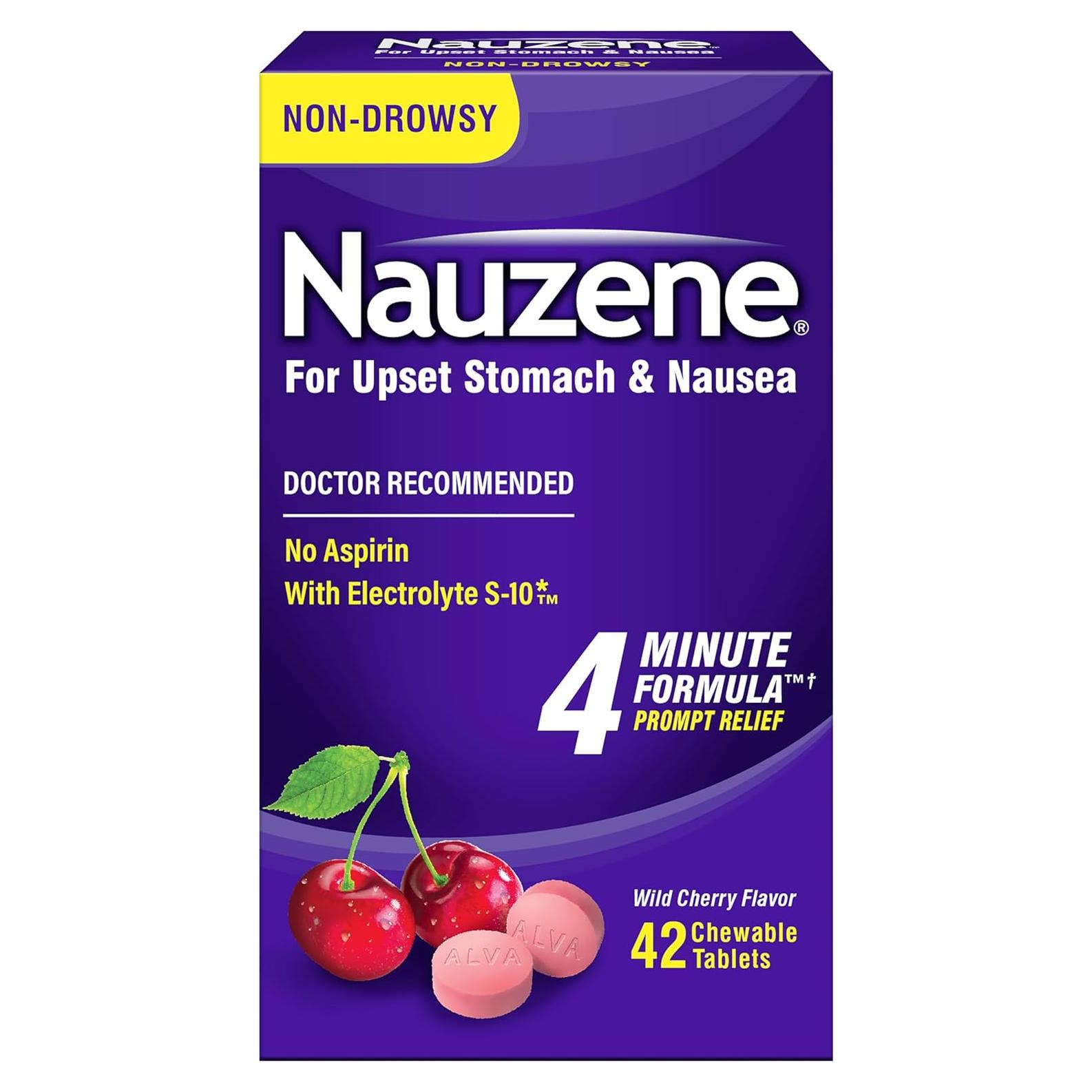 Tabletas Masticables Nauzene 42 ct - Alivio Rápido Malestar Estomacal