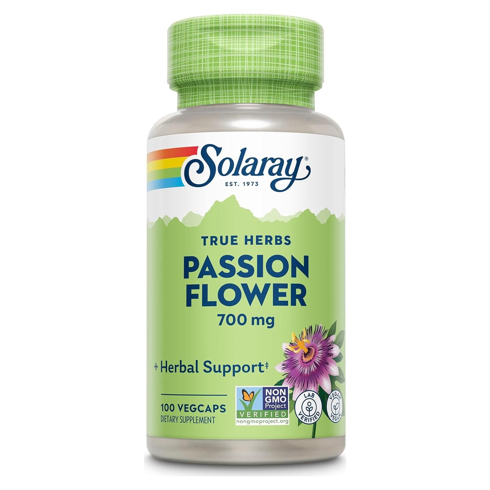 Cápsulas de Flor de Pasión Solaray 700 mg - Veganas, 100 VegCaps