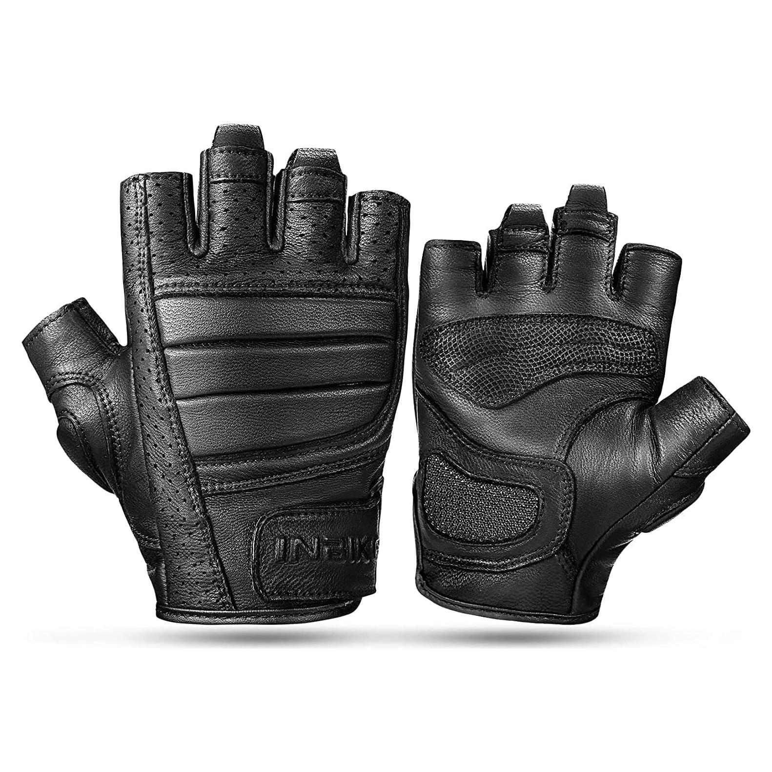 Guantes de Moto INBIKE de Piel Cabra Sin Dedos Negros