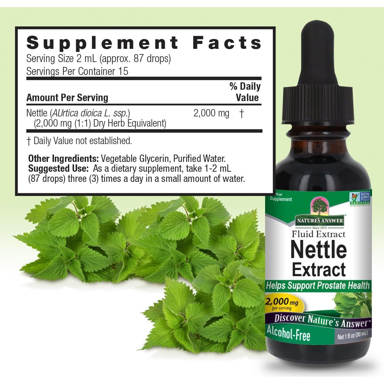 Extracto de Ortiga Nature's Answer 30 ml - Sin Alcohol, Kosher