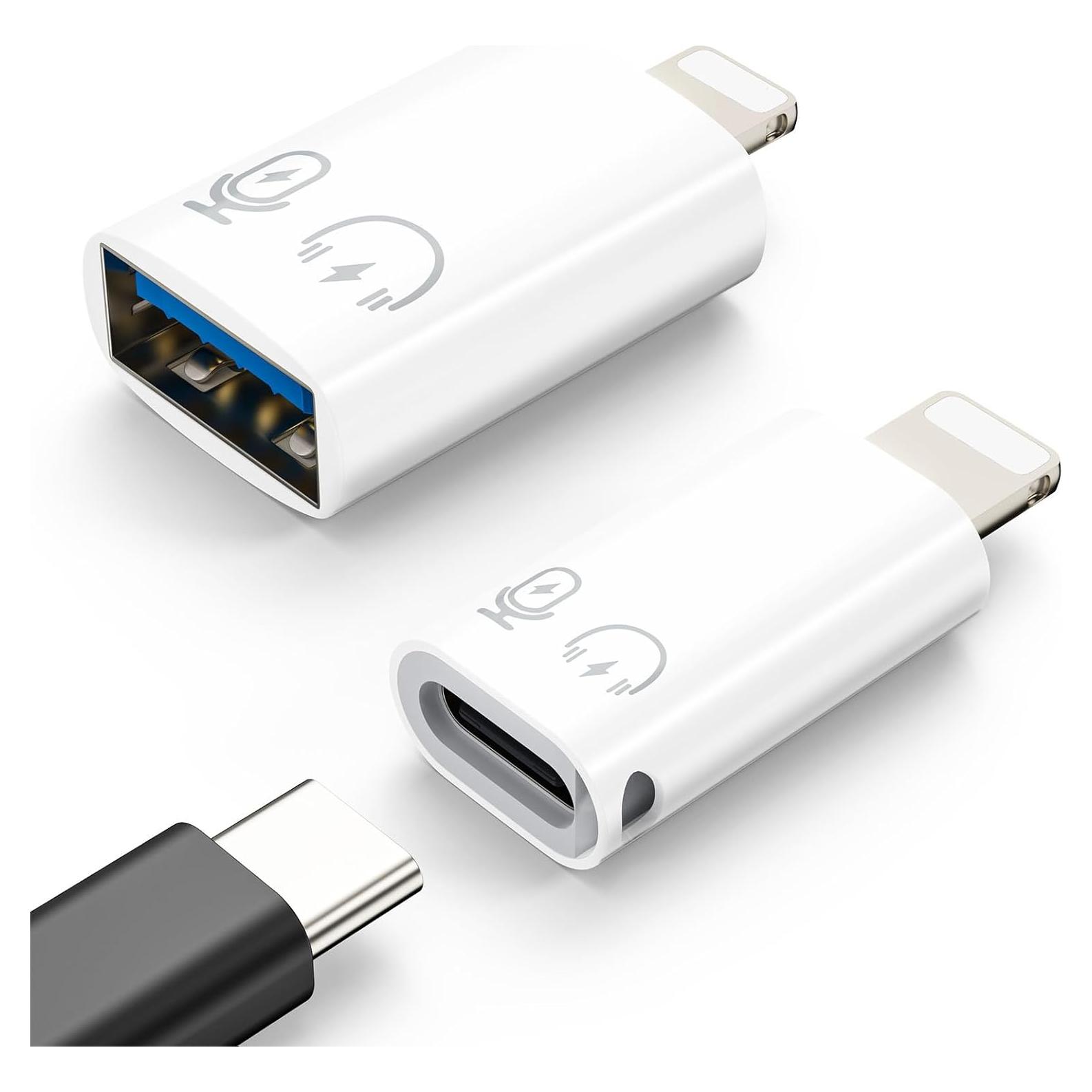 Adaptador MoKo USB C a Lightning y USB A, carga 10W