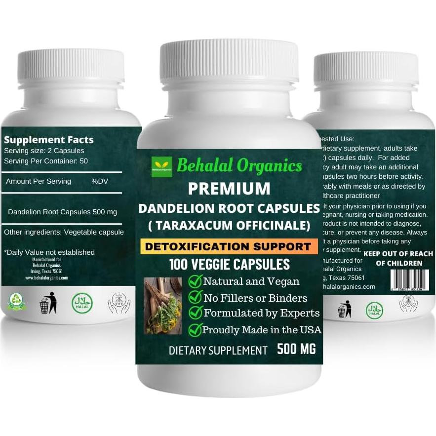 Cápsulas de Raíz de Diente de León Behalal 500mg Liberación Rápida