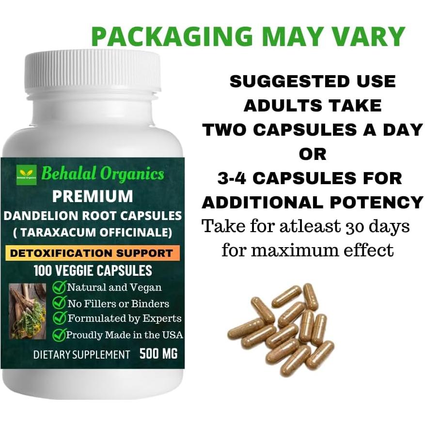 Cápsulas de Raíz de Diente de León Behalal 500mg Liberación Rápida