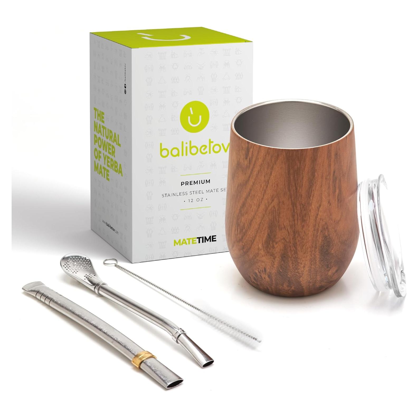 Conjunto de Yerba Mate Acero Inoxidable BALIBETOV 5 Piezas 355 ml