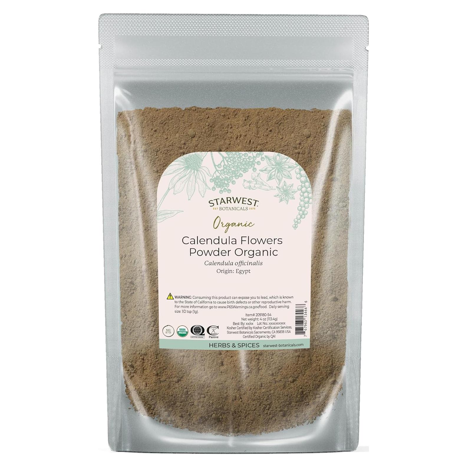 Polvo de Flor de Caléndula Orgánico Starwest 113 g - Sin Cafeína