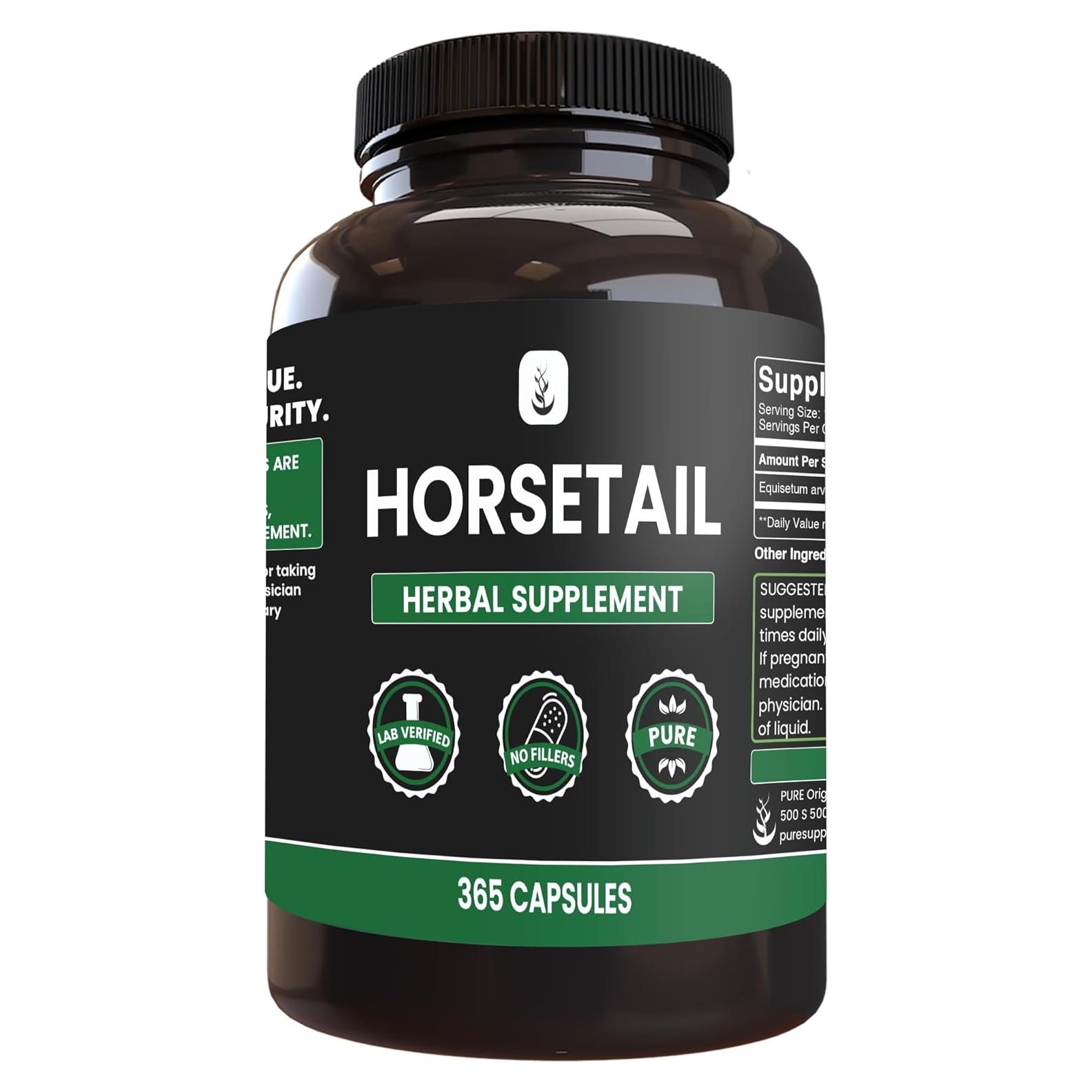 Cápsulas de Cola de Caballo Ingredientes Originales Puros 365 Unidades