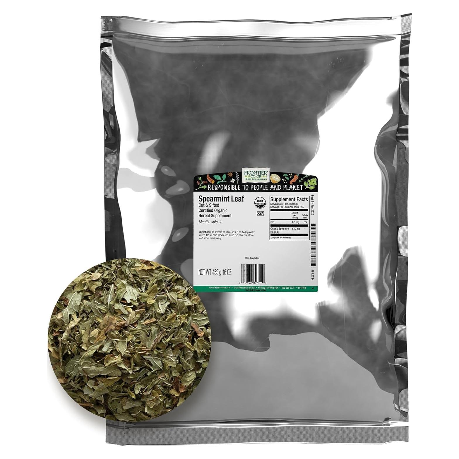 Hoja de Menta Verde Orgánica Frontier 453g a Granel - Fresca y Picada