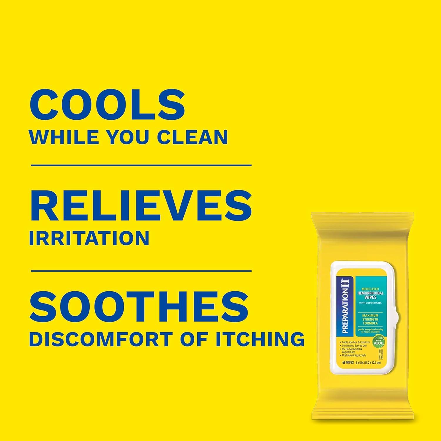 Toallitas desechables Preparation H con hamamelis - 48 unidades