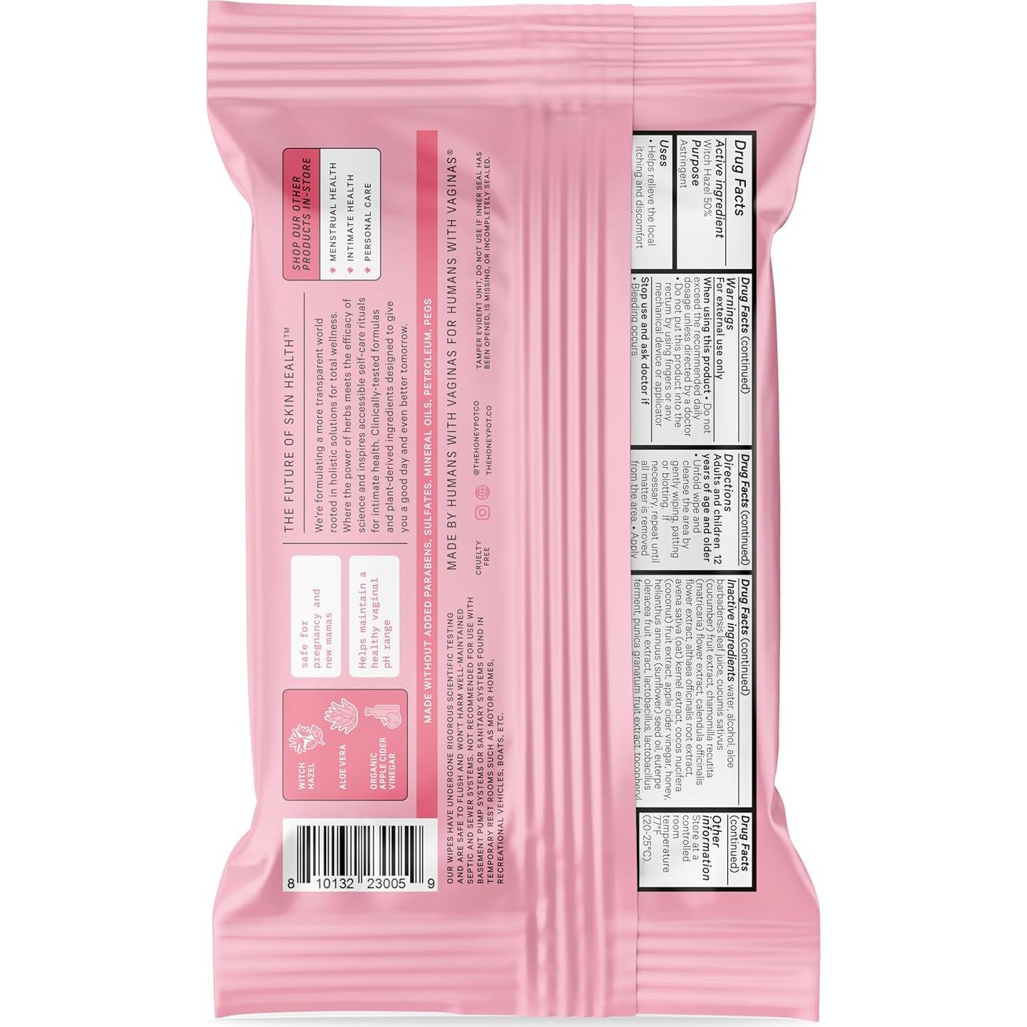 Toallitas Calmantes de Hamamelis The Honey Pot 20 Unidades