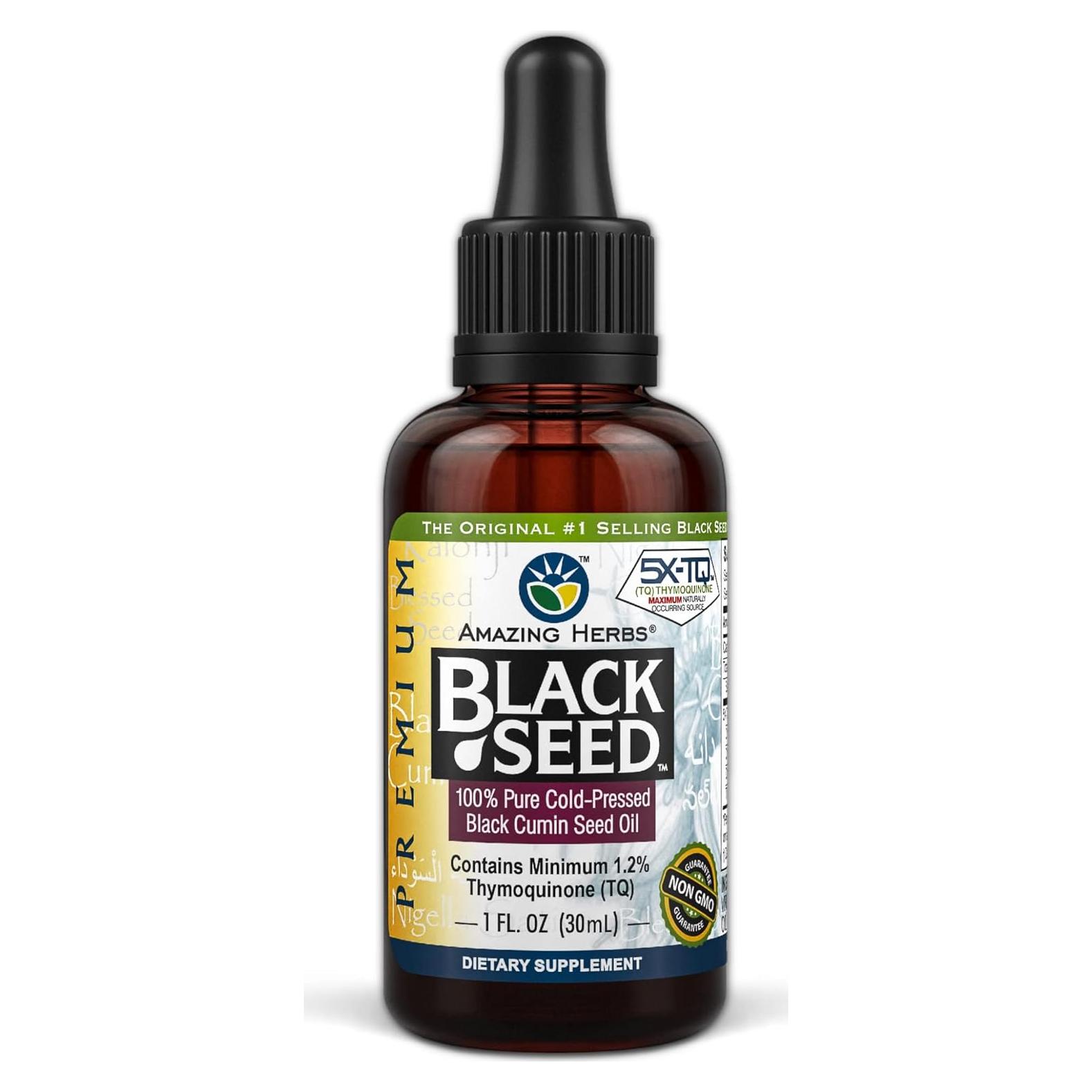 Aceite de Semilla Negra Amazing Herbs 29.57 ml - Prensado en Frío