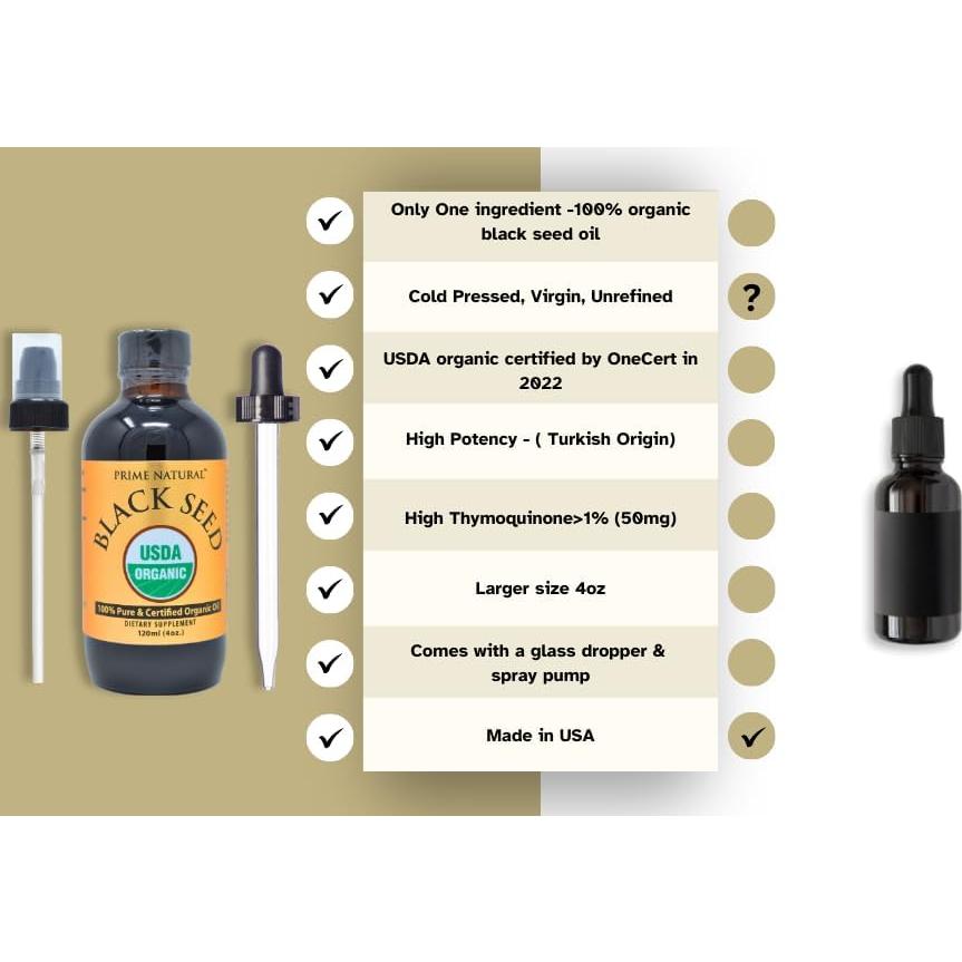 Aceite de Semilla Negra Orgánico Prime Natural 120ml - Alto Timoquinona