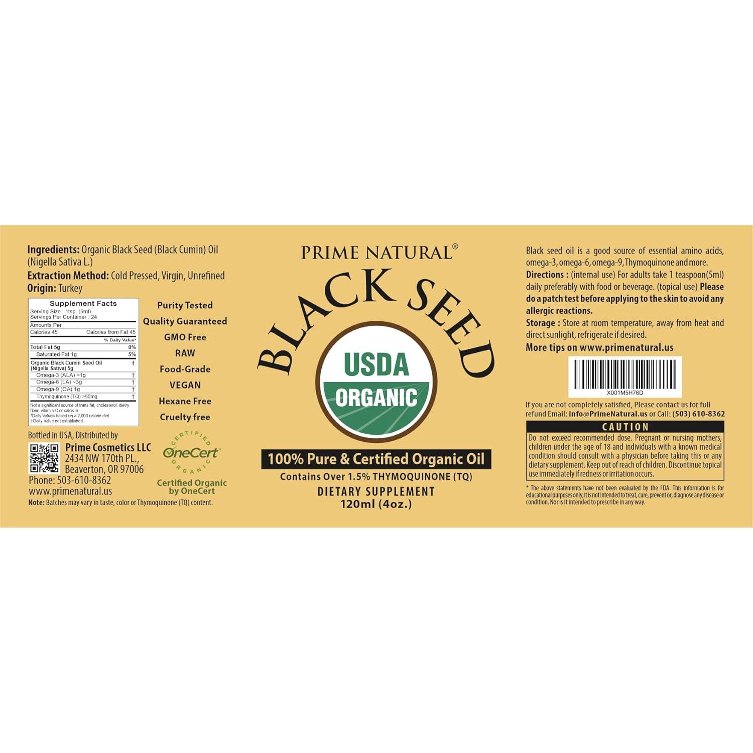 Aceite de Semilla Negra Orgánico Prime Natural 120ml - Alto Timoquinona