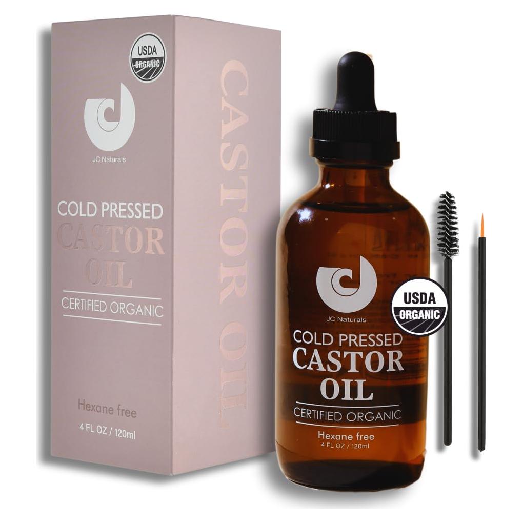 Aceite de Ricino Orgánico 118ml JC Naturals - 100% Puro, Prensado en Frío